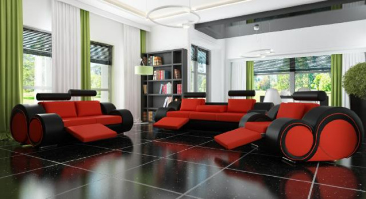 Canapé Polster 3+2 Sëtz Designer Canapé Liederkanapé Faarfwahl Couche Garnitur Schwaarz