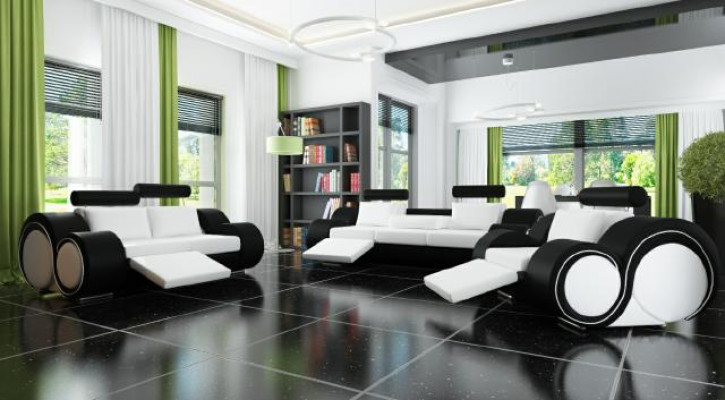 Canapé Polster 3+2 Sëtz Designer Canapé Liederkanapé Faarfwahl Couche Garnitur Schwaarz