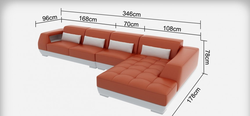 Ledersofa Couch Wunnlandschaft Ecksofa Eck Garnitur Design Modern Sofa G8024C