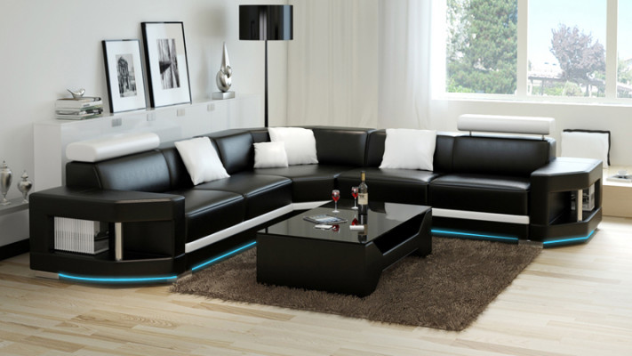 Liederdivan Sofa Modern Canapé Wunnlandschaft Ecksofa Garnitur Dekor Design