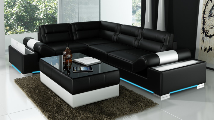 Ledersofa Dekor Sofa Canapé Wunnlandschaft Eckcanapé Garnitur Design Modern