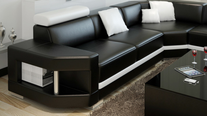 Liederdivan Sofa Modern Canapé Wunnlandschaft Ecksofa Garnitur Dekor Design