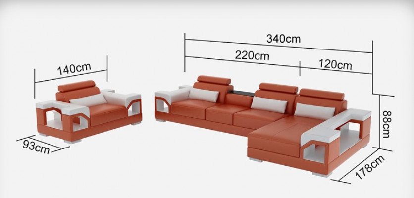 Ledersofa Wunnlandschaft Ecksofa Sessell Couch Garnitur Design Modern Sofa G8010E