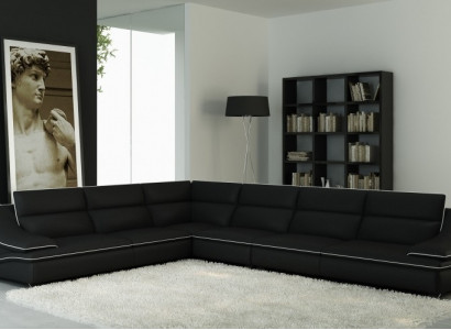 Wunnlandschaft Designer Sofa Canapé Grouss Polster Lieder Sofas Eck Ecke Sëtz Schwaarz