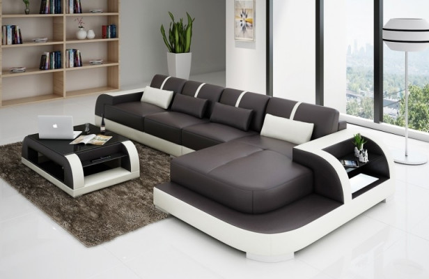 Ecksofa Sofa Couch Polster Wunnlandschaft Polstereck Designsofa Ledersofa LubyB