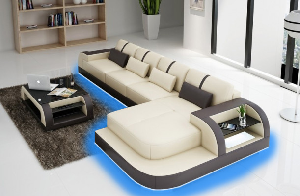 Ecksofa Sofa Couch Polster Wunnlandschaft Polstereck Designsofa Ledersofa LubyB