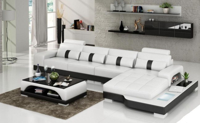 Designer Sofa Canapé Polstersofa Ledersofa Ecksofa L-Form Sofa Couchen Neier W/S