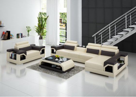 Ledersofa Wunnlandschaft Ecksofa Sessell Couch Garnitur Design Modern Sofa G8010E