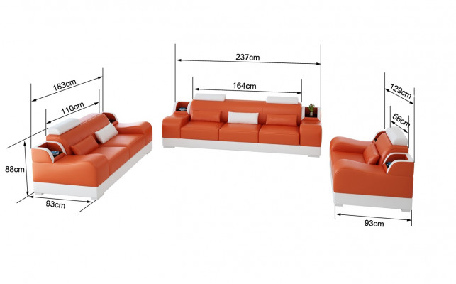Design Sofagarnitur Canapé Polster Sofas Lieder 3+2 Sëtzer Komplett Set Nei Modern