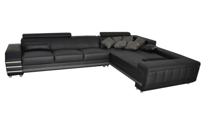 Eck Leder Canapé Coussin Sëtz Garnitur Wunnlandschaft Design XXL