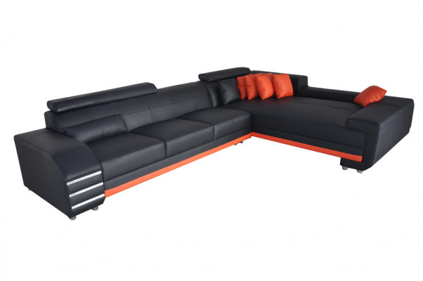 Eck Leder Canapé Coussin Sëtz Garnitur Wunnlandschaft Design XXL