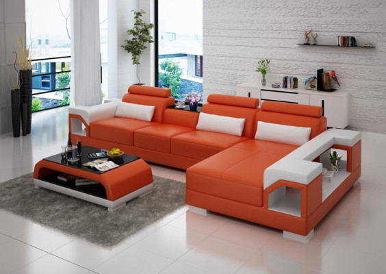 Ledersofa Canapé Wunngréng Ecksofa Eck Garnitur Design Modern Sofa G8010C