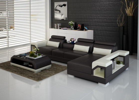 Ledersofa Canapé Wunngréng Ecksofa Eck Garnitur Design Modern Sofa G8010C
