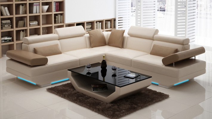 Ledercouch Sofa Canapé Wohnlandschaft Ecksofa Garnitur Design Modern Sofa K5009B