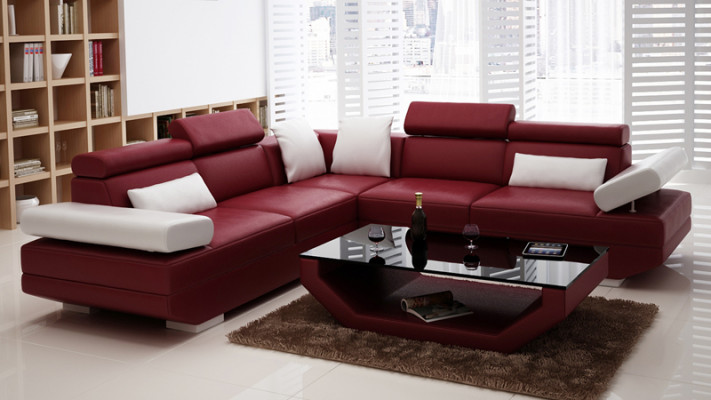 Ledercouch Sofa Canapé Wohnlandschaft Ecksofa Garnitur Design Modern Sofa K5009B