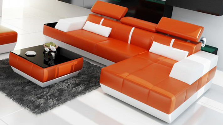 Modern Ledersofa Sofa Couch Design Wunnlandschaft Ecksofa Garnitur Dekor