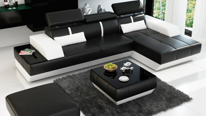Modern Ledersofa Sofa Couch Design Wunnlandschaft Ecksofa Garnitur Dekor