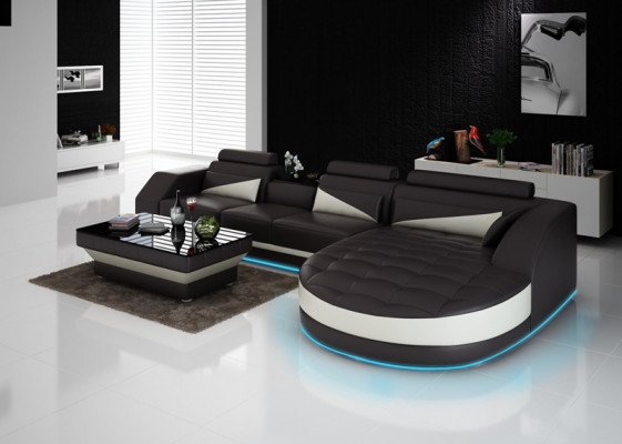 Sofa Liederdivan Canapé Wunnlandschaft Modern Eck Ecksofa Design Garnitur