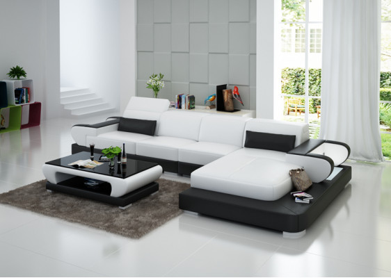 Ledercouch Wunnlandschaft Ecksofa Eck Garnitur Design Modern Sofa G8002C