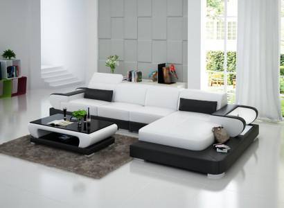 Ledercouch Wunnlandschaft Ecksofa Eck Garnitur Design Modern Sofa G8002C