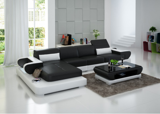 Ledercouch Wunnlandschaft Ecksofa Eck Garnitur Design Modern Sofa G8002C
