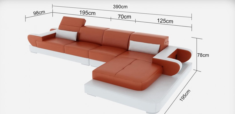 Ledercouch Wunnlandschaft Ecksofa Eck Garnitur Design Modern Sofa G8002C
