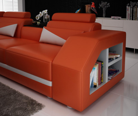 Ledercouch Couch Wunnlandschaft Eckschoff Eckgarnitur Design Modern Sofa G8018B