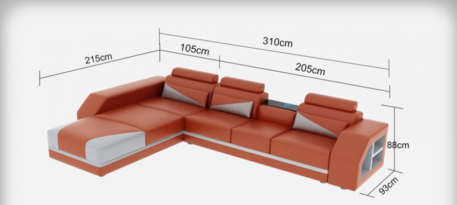 Ledercouch Couch Wunnlandschaft Eckschoff Eckgarnitur Design Modern Sofa G8018B