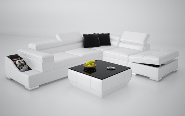 Ledersofa Sofa Canapé Modern Wunnlandschaft Ecksofa Eck Design Garnitur