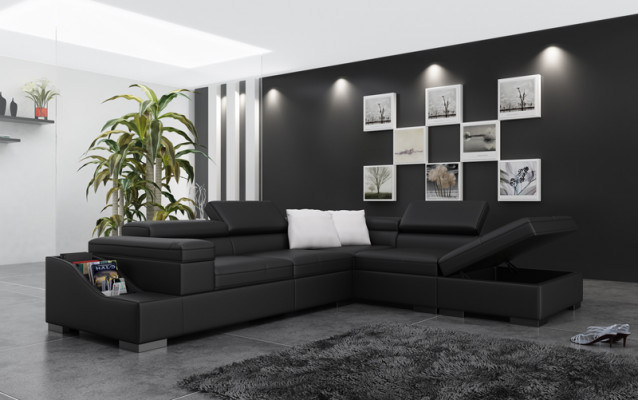 Ledersofa Sofa Canapé Modern Wunnlandschaft Ecksofa Eck Design Garnitur