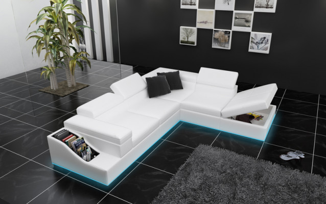 Ledersofa Sofa Canapé Modern Wunnlandschaft Ecksofa Eck Design Garnitur