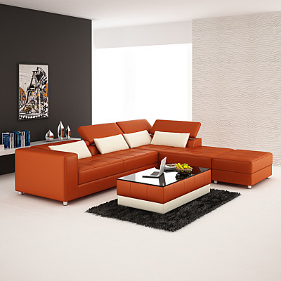 Ledersofa Canapé Wunnlandschaft Ecksofa Eck Garnitur Design Modern Sofa F3018