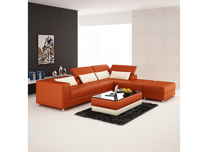 Ledersofa Canapé Wunnlandschaft Ecksofa Eck Garnitur Design Modern Sofa F3018