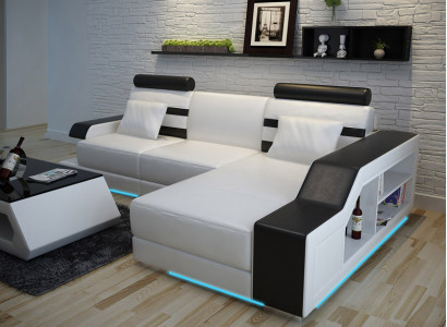 Ledercouch Sitzlandschaft Ecksofa Eckgarnitur Design Modern Sofa L6016E