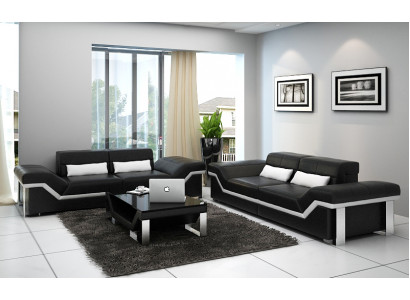 Ledercanapé Canapé Couch Wunnoase 3+3 Garnitur Design Modern Sofae Nei