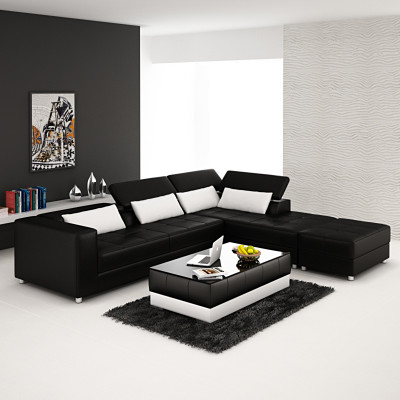 Ledersofa Canapé Wunnlandschaft Ecksofa Eck Garnitur Design Modern Sofa F3018