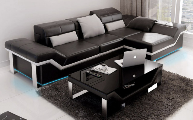 Liederkanapé Sofa Canapé Wunnlanschaft Ecksofa Garnitur Dekor Modernen Design