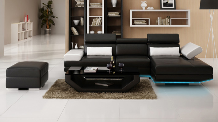 Lederkanapé L-Form Couch Wunnlandschaft Dekor Ecks-Kanapé Garnitur Modern Design