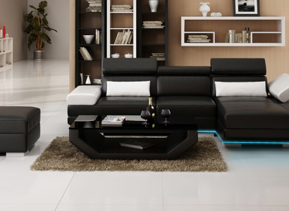 Lederkanapé L-Form Couch Wunnlandschaft Dekor Ecks-Kanapé Garnitur Modern Design