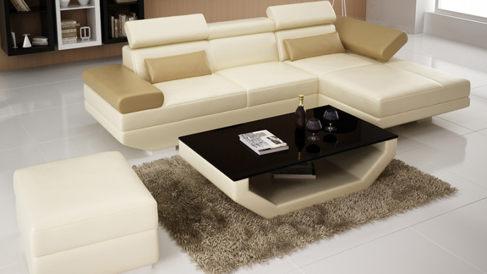 Lederkanapé L-Form Couch Wunnlandschaft Dekor Ecks-Kanapé Garnitur Modern Design