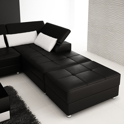 Ledersofa Canapé Wunnlandschaft Ecksofa Eck Garnitur Design Modern Sofa F3018