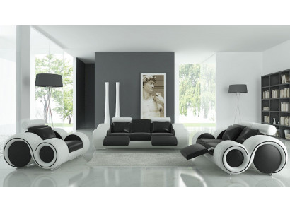 Ledercouch Couch Wunnlandschaft 3+2+1 Sëtzer Garnitur Design Modern Sofa A1163D