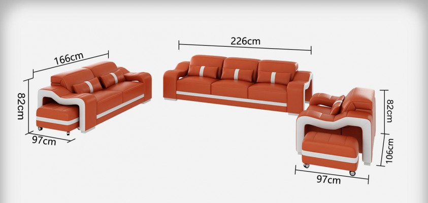 Design Sofagarnitur Couch Polstersofaen Lieder Modern 3+1 Sëtzer Komplett Set Nei