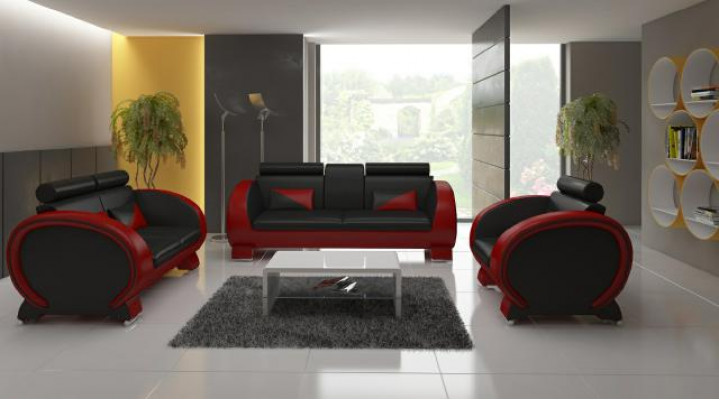 Ledersofa + USB Sofa mat Barfunktioun Designer Garnitur Sofa 3 Sëtzer Relaxcouch
