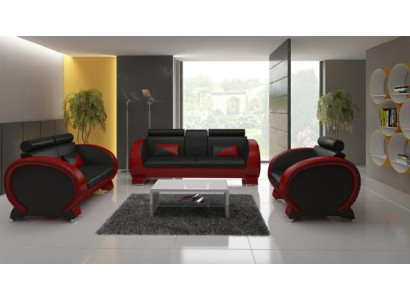 Ledersofa + USB Sofa mat Barfunktioun Designer Garnitur Sofa 3 Sëtzer Relaxcouch