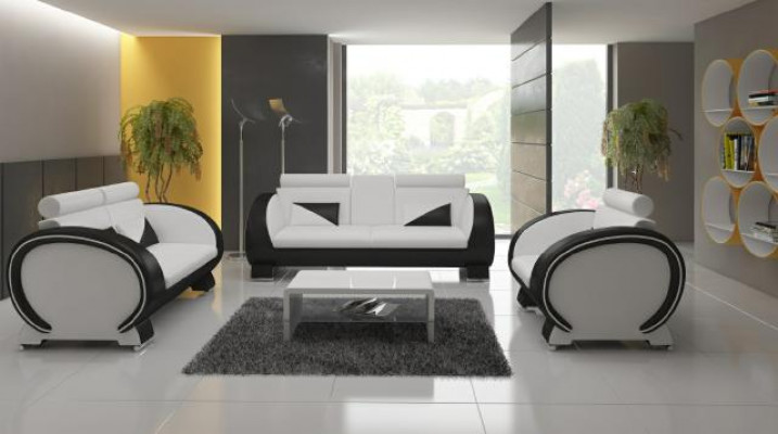 Ledersofa Sofa + USB Sofa 3-Sëtzer Relaxcanapé mat Barfunktioun Designer Garnitur