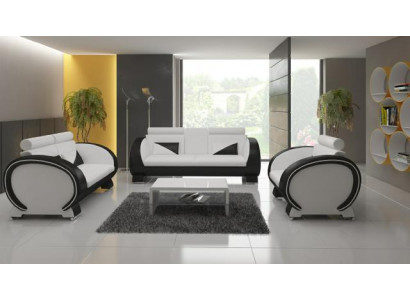 Ledersofa Sofa + USB Sofa 3-Sëtzer Relaxcanapé mat Barfunktioun Designer Garnitur