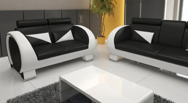 Ledersofa Sofa + USB Sofa 3-Sëtzer Relaxcanapé mat Barfunktioun Designer Garnitur