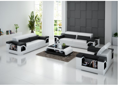 Ledercouch Canapé Sofagarnitur Set 3+2+1 Sëtzer Garnitur Design Modern Canapé
