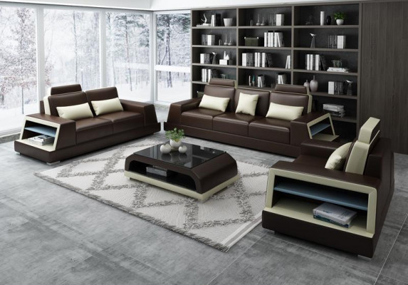 Multifunktiouns Canapé Relax Sofa Lieder Polster Dräi-Sëtzer Design 3er Nei Couchen